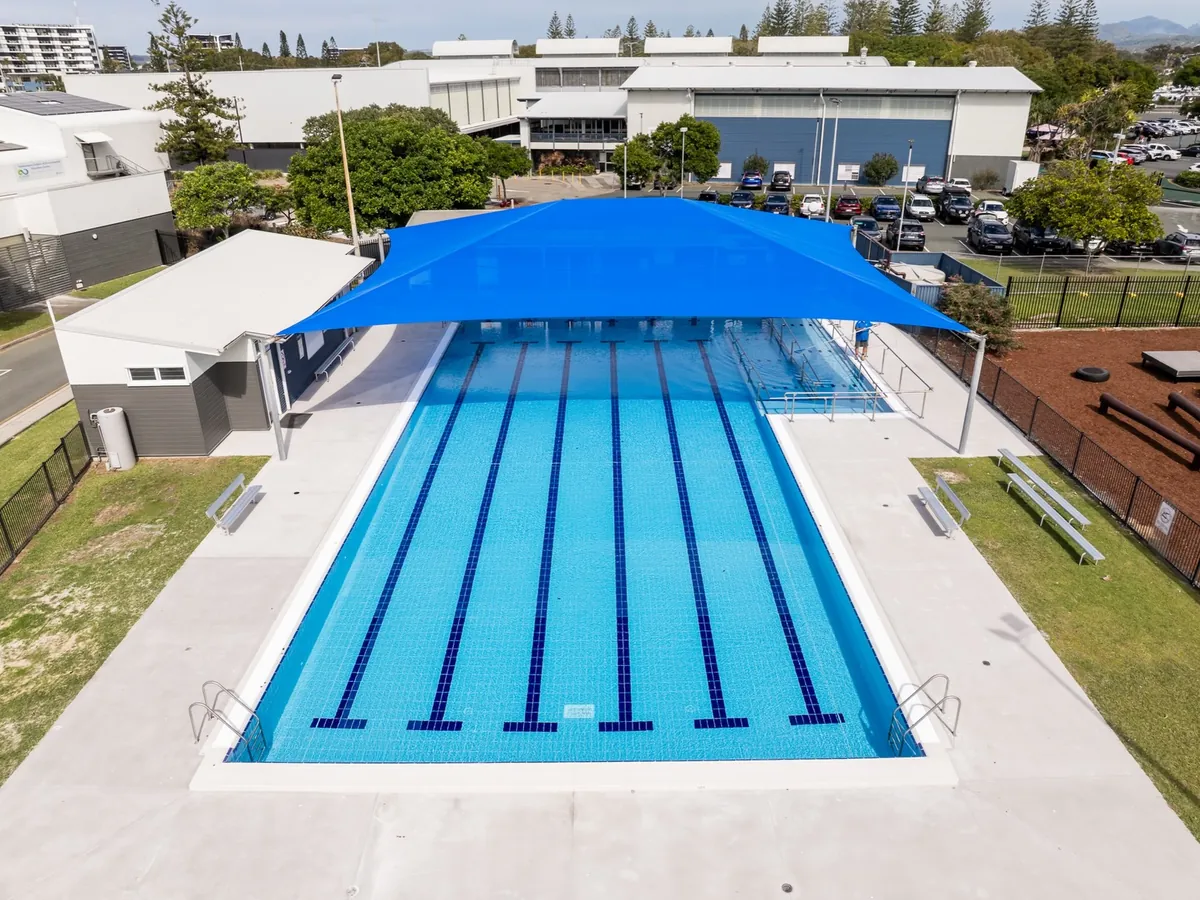 Six-lane, 25 metre pool at Tallebudgera Recreation Centre after the refurbishment